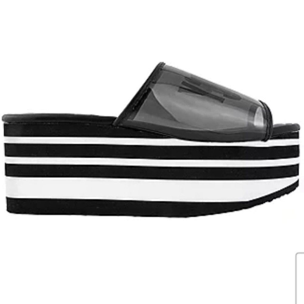 Juicy Couture Y2K 90’s Black White Stripe Chunky Platform Sandal NIB Size 9 - Picture 3 of 11
